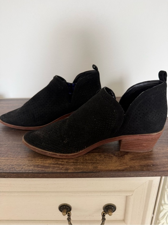 Lucky Brand Shoes - Lucky Brand Black Perforated Suede V-Cut Ankle Booties 9